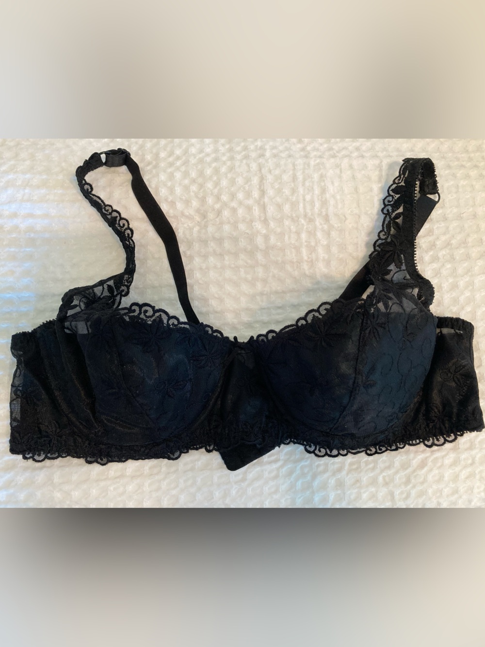 Fashion Bug Plus 38C Black Lace Floral Underwire Bra